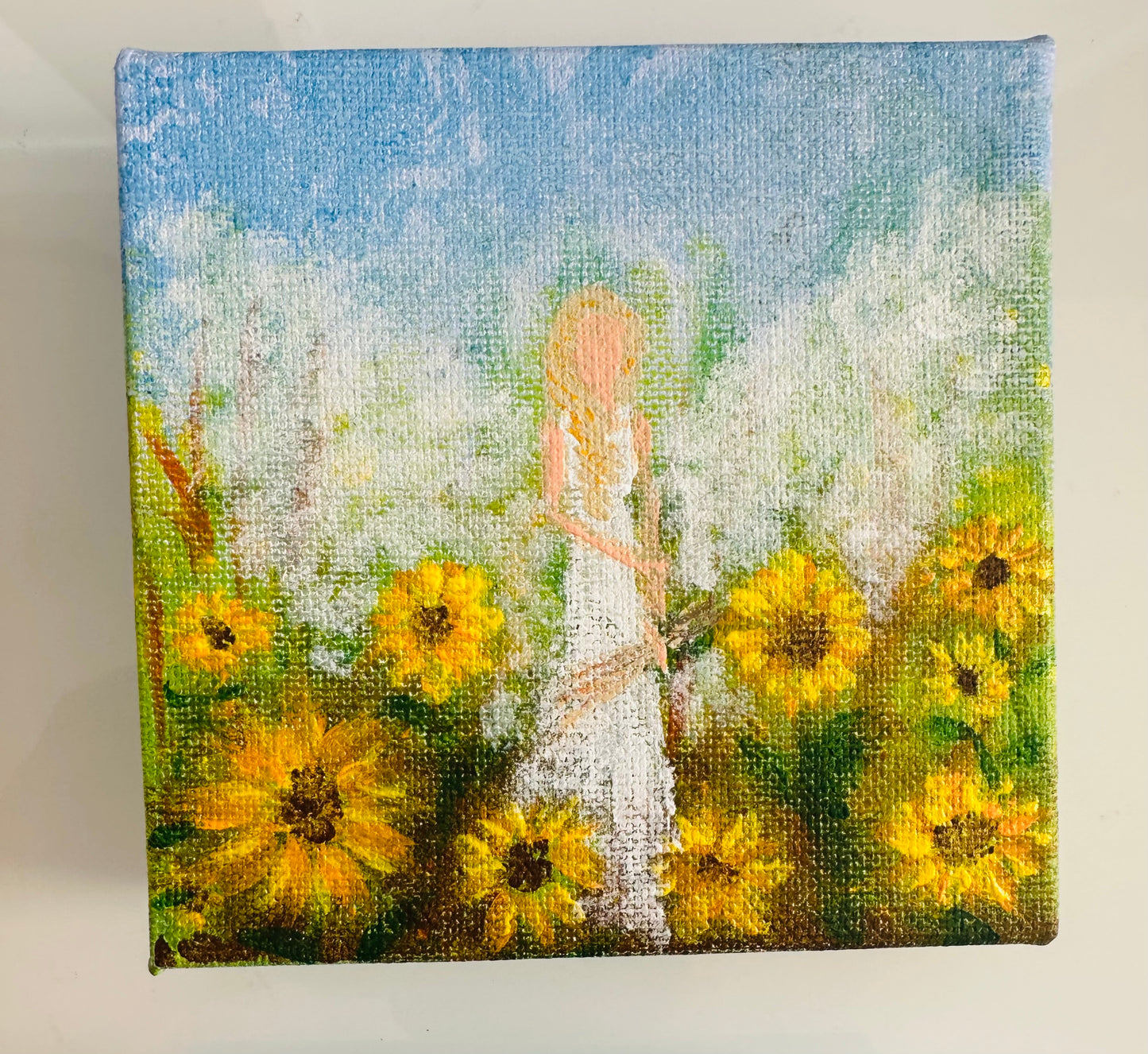 4 x 4 Sunflower Angel Mini Canvas