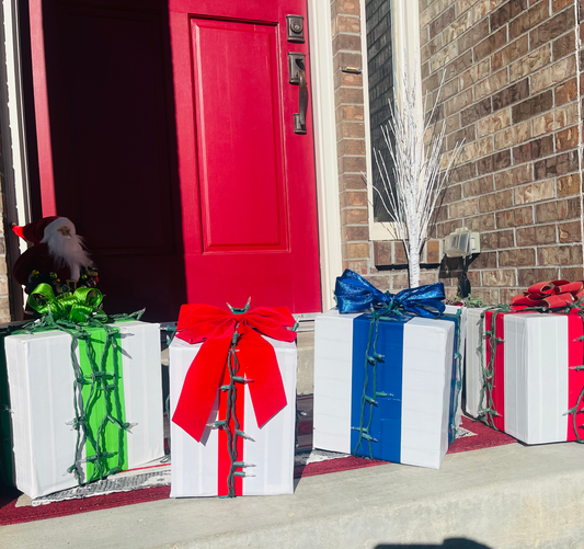 Outdoor Christmas Decor, Front Porch Holiday Decor Gift Boxes, DIY Holiday Decor image 0