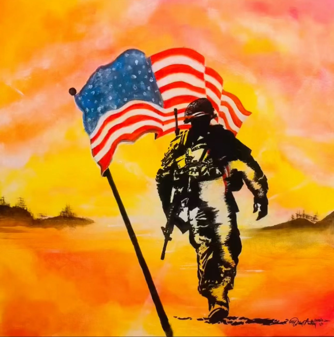 Freedomborne 24 x 24 original painting on canvas unframed