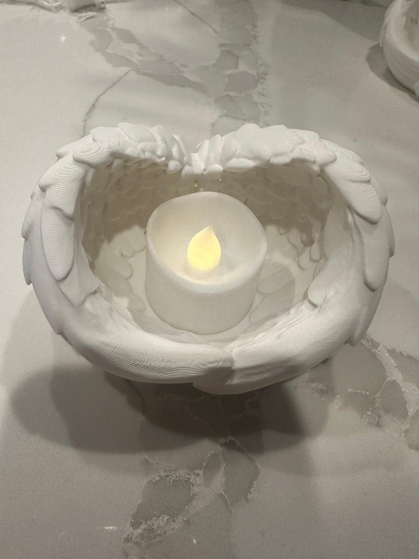 Angel Wings Candle Holder - Cream white