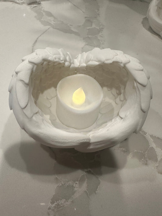 Angel Wings Candle Holder - Cream white
