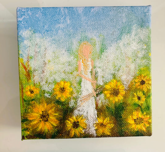 4 x 4 Sunflower Angel Mini Canvas