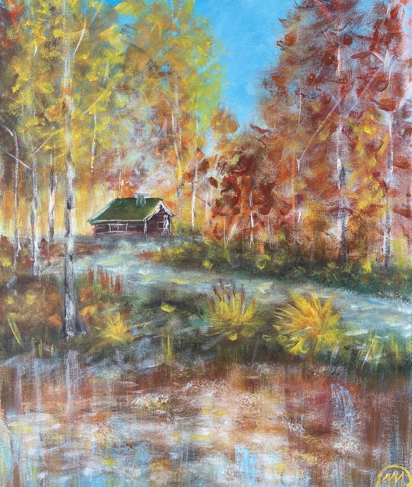 PRINT Autumn Cabin 16" X 20" image 0